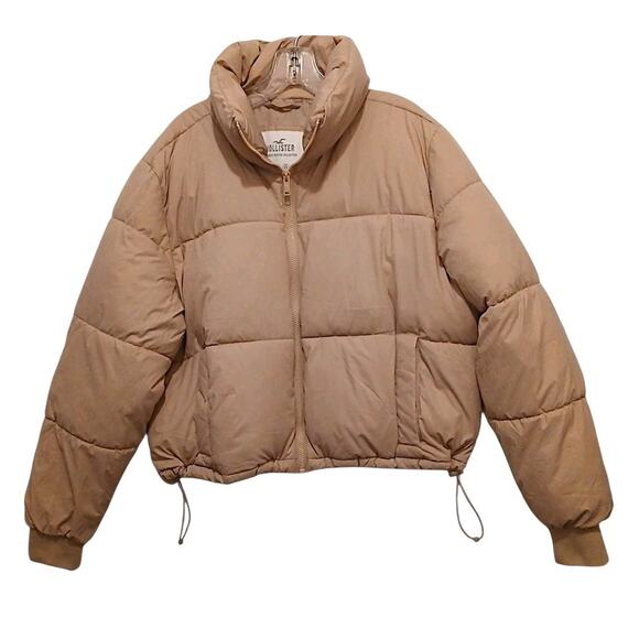 Hollister Ultimate Puffer Cropped Jacket XXL Camel Tan Windproof Packable Gorp - Picture 1 of 16